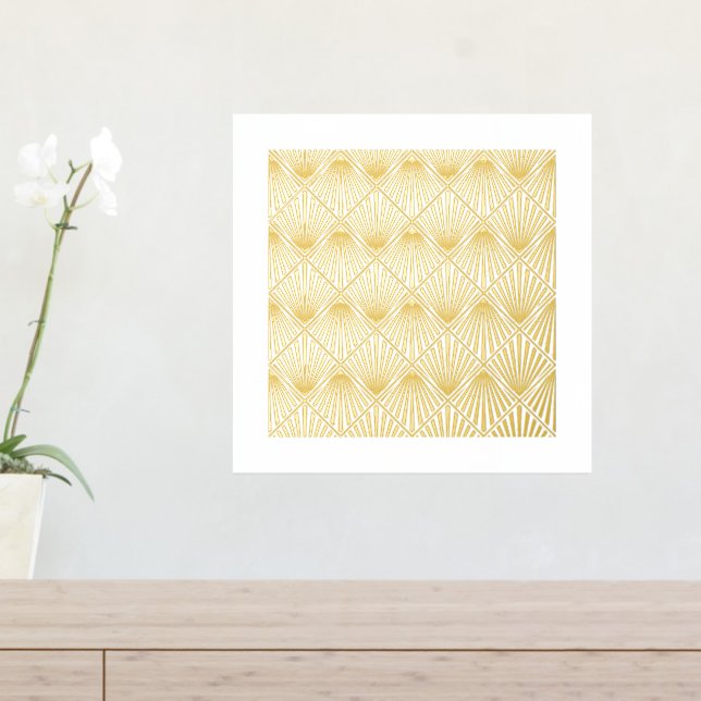 Classy Abstract Art Deco Square Fan Pattern Gold Foil Prints (In Situ (Entry Table))