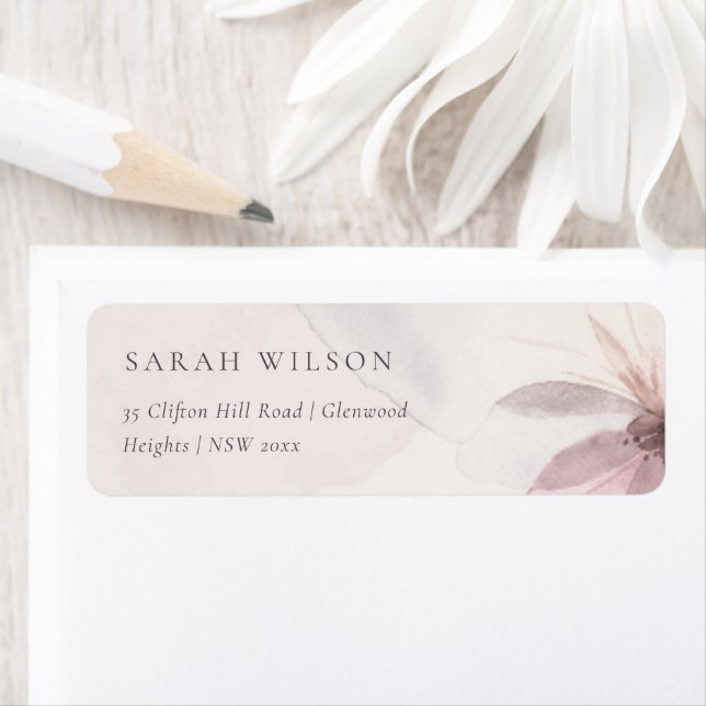 Classy Abstract Blush Watercolor Floral Address (Insitu)