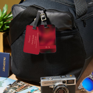 Classy Abstract Red and Black Monogram Luggage Tag
