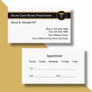 Classy Acute Care Nurse Practitioner Appointment Card