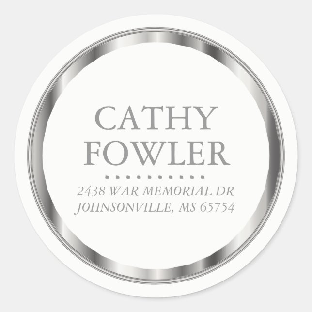 Classy Address Silver and White Labels (Front)