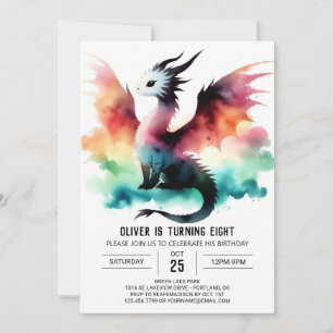 Classy Adorable Dragon Birthday Celebration Invitation