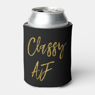 Classy AF Black and Gold Foil Can Cooler