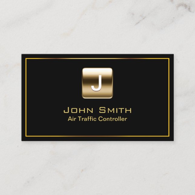 Classy Air Traffic Controller Dark Business Card (Front)