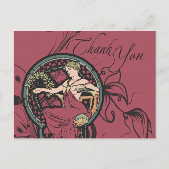 Classy Alphonse Mucha Thank you Cards (Front)
