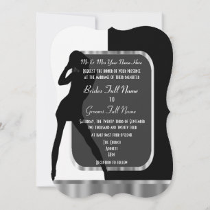 Classy alternative black and white wedding invitation