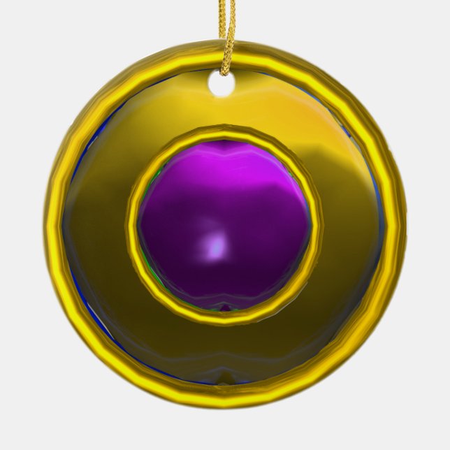 CLASSY AMETHYST AND TOPAZ  GEM STONES CERAMIC TREE DECORATION (Front)