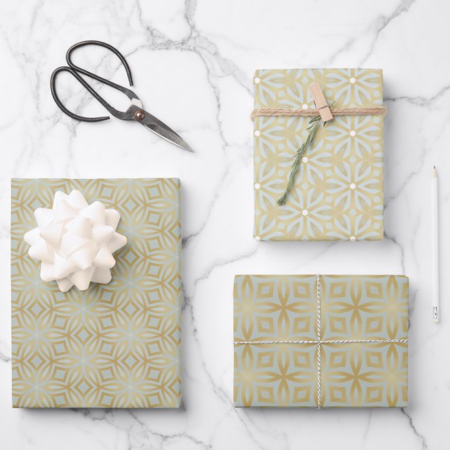 Classy and Bold Gold Geometric  Wrapping Paper Sheet (Front)