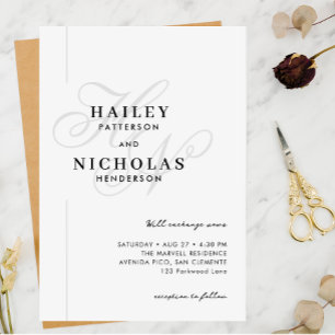 Classy and Chic with Romantic Typography Wedding Invitation