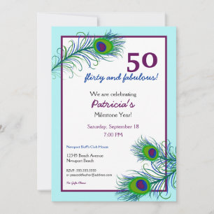 Classy and Contemporary Peacock Feathers Invitation