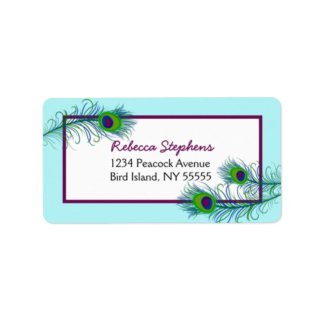 Classy and Contemporary Peacock Feathers Label (Front)