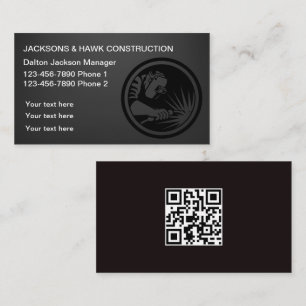 Classy And Cool Construction Theme QR Code Business Card