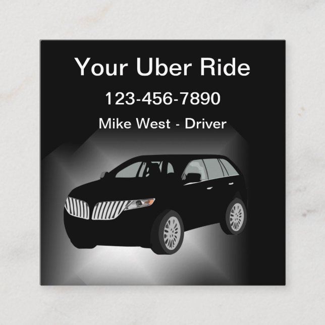 Classy And Cool Uber Driver Ride Hailing  Square Business Card (Front)