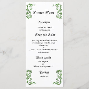 Classy and eleganet green wedding dinner menu