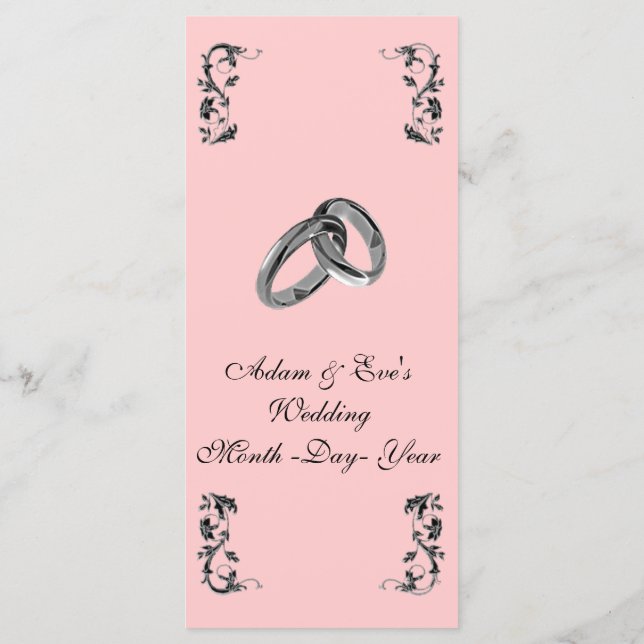 Classy and eleganet pink wedding dinner menu (Back)