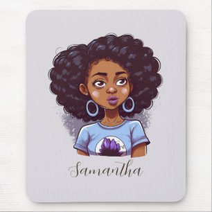 Classy and Elegant Afro Woman Mouse Mat
