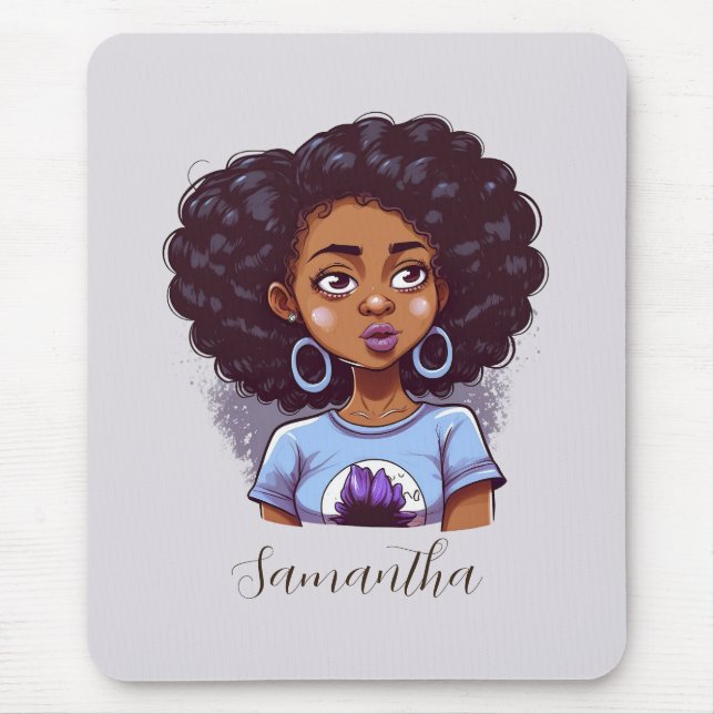 Classy and Elegant Afro Woman Mouse Mat (Front)