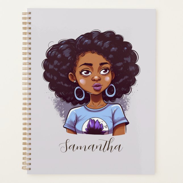 Classy and Elegant Afro Woman Planner (Front)