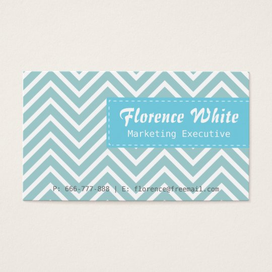 Classy and Elegant, blue and white chevron pattern Business Card