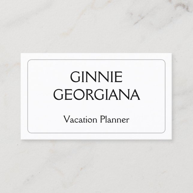 Classy and Elegant Vacation Planner Business Card (Front)