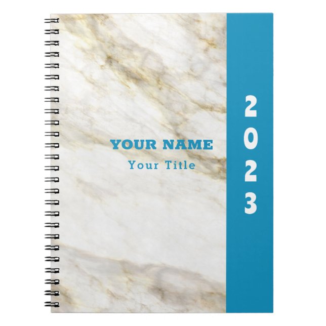 Classy and Functional White Marble Notebook (Front)