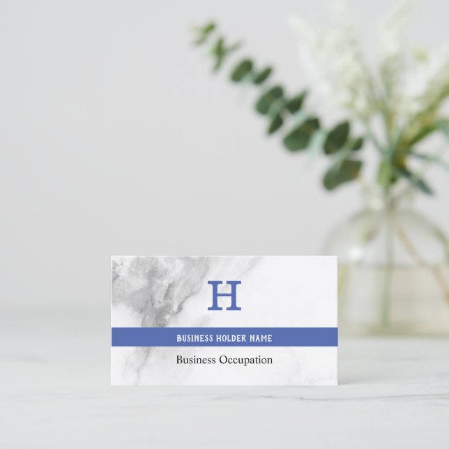 Classy and Functional White Marble QR Code Business Card (Standing Front)