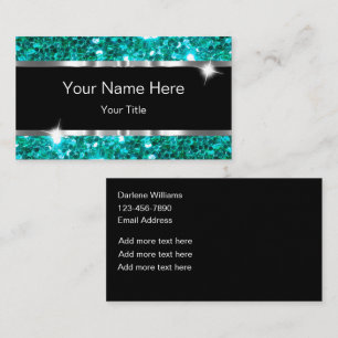 Classy And Glitzy Teal Faux Glittery Business Card