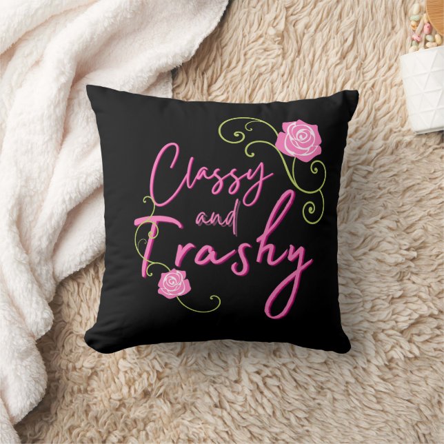 Classy and Trashy Pink Rose  Cushion (Blanket)