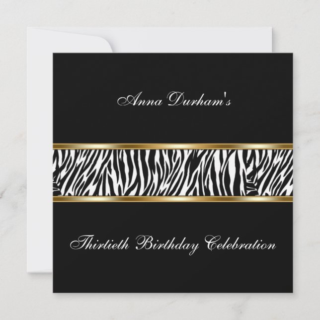 Classy Animal Print Invite [Zebra - Black/Gold] (Front)