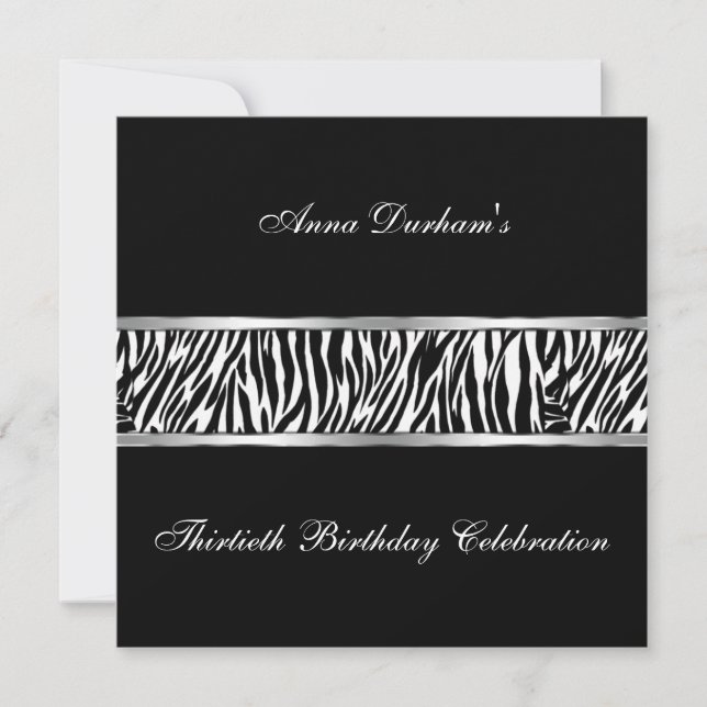 Classy Animal Print Invite [Zebra Black/Silver] (Front)