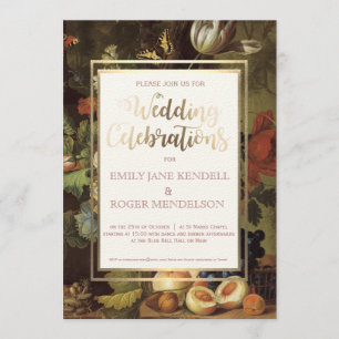 Classy Antique Fruit Still Life Wedding Invitation