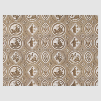 Classy Antique Medallion Brown Toile  Tissue Paper