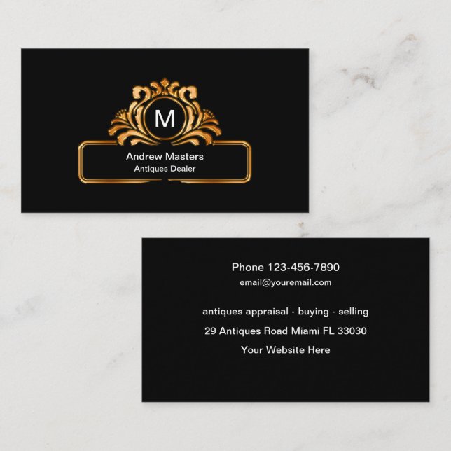 Classy Antiques Dealer Business Cards (Front/Back)