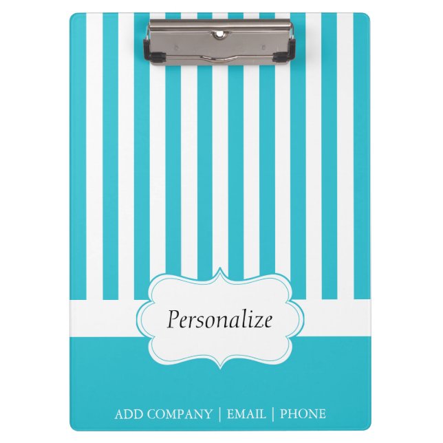 Classy Aqua Blue Stripes | DIY Text Clipboard (Front)