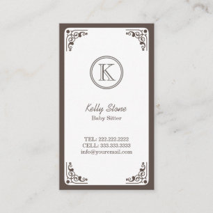 Classy Art Deco Border Baby Sitter Business Card