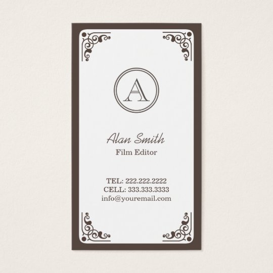 Classy Art Deco Border Film Editor Business Card