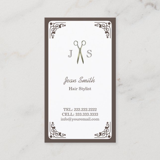 Classy Art Deco Border Hair Stylist Business Card (Front)