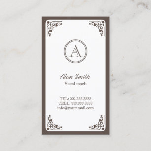 Classy Art Deco Border Vocal Coach Business Card