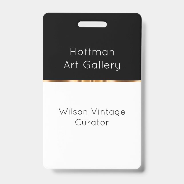 Classy Art Gallery Curator Name ID Badge (Front)
