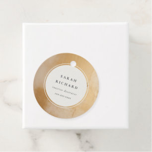 Classy Artistic Beige Gold Oil Paint Business Favour Tags