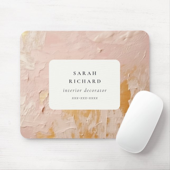 Classy Artistic Bush Pink Gold Oil Paint Business Mouse Mat (With Mouse)