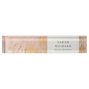 Classy Artistic Bush Pink Gold Oil Paint Business Nameplate