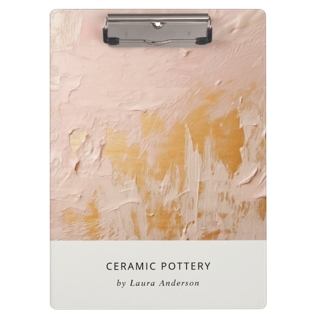 Classy Artistic Bush Pink Gold Oil Paint Texture Clipboard (Front)