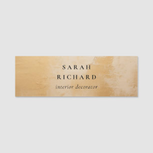 Classy Artistic Chic Beige Gold Oil Paint Business Name Tag