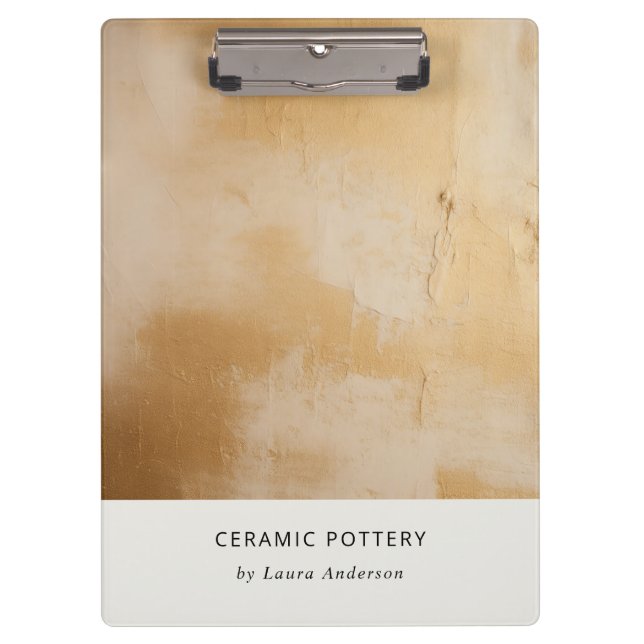 Classy Artistic Chic Beige Gold Oil Paint Texture Clipboard (Front)
