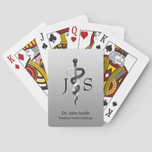 Classy Asclepius Noble Medical Elegant Black White Playing Cards