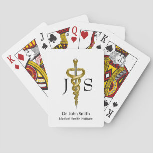 Classy Asclepius Noble Medical Elegant Gold Silver Playing Cards