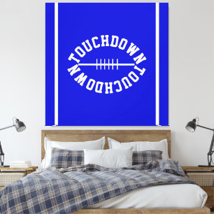 Classy Athletic TOUCHDOWN Stripes On Royal Blue Canvas Print