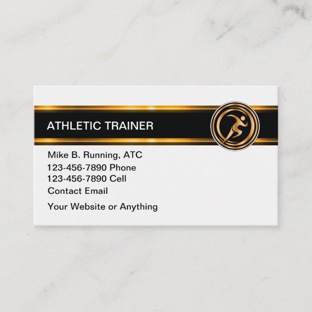 Classy Athletic Trainer Business Cards (Front)