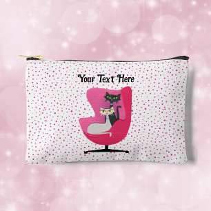 Classy Atomic Cats Diamond Collars Pink Polka Dots Accessory Pouch